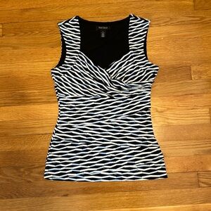 White House Black Market, Black, White and Blue Tank Top, medium, Like New